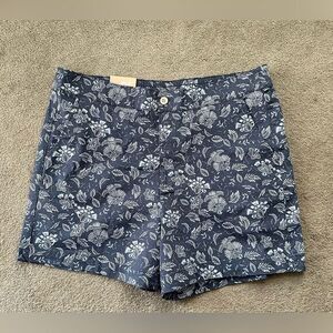 Jachs Girlfriend Womens Chino Shorts Straight Elastic Waist Floral Blue‎ …